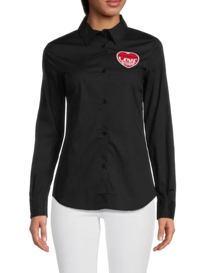 Love Moschino Women's Heart Logo Button Down Shirt In Black