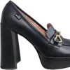LOVE MOSCHINO WOMEN'S LEATHER HIGH HEEL LOAFERS