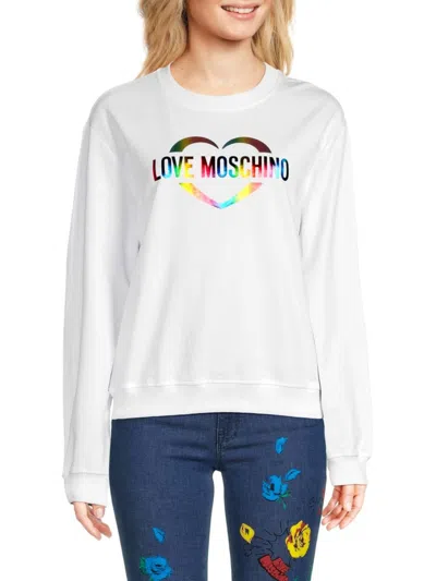 Love Moschino Women's Logo Graphic Sweatshirt In Optical White