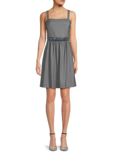 Love Moschino Women's Logo Slip Virgin Wool Blend Mini Dress In Dark Grey