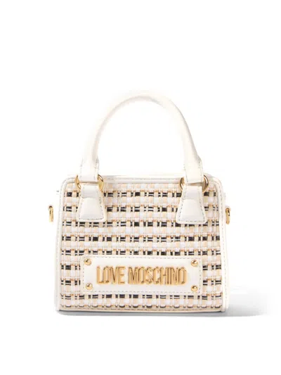 Love Moschino Women's Mademoiselle Tweed Mini Bag White In Gold