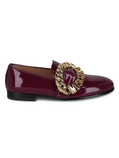 Love Moschino Women's Metal Buckle Patent Leather Loafers