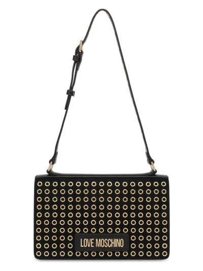 Love Moschino Eyelet-embellished Shoulder Bag Bag In Black