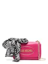Love Moschino Shoulder Bag In Leather In Pink & Purple