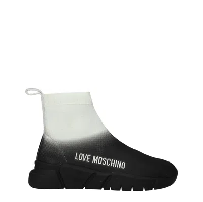 Love Moschino Women's Sneakers Fabric Black/dirty White In Multi