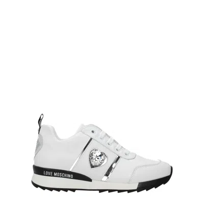 Love Moschino Lace-up Round-toe Sneakers In White