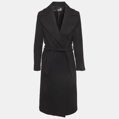 Pre-owned Love Moschino Wool Belted Coat S In Black