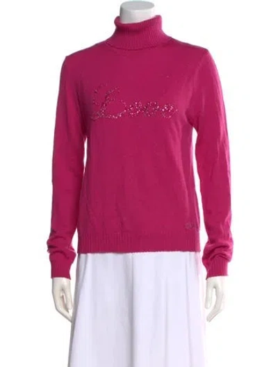 Pre-owned Love Moschino Wool Graphic Print Sweater In Pink