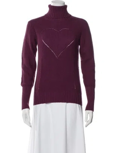 Pre-owned Love Moschino Wool Graphic Print Sweater In Purple