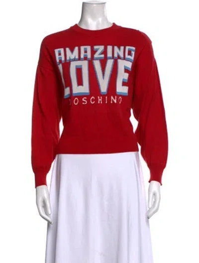 Pre-owned Love Moschino Wool Graphic Print Sweater In Red