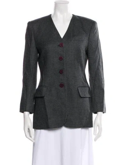 Pre-owned Love Moschino Wool Houndstooth Print Blazer W/ Tags In Gray