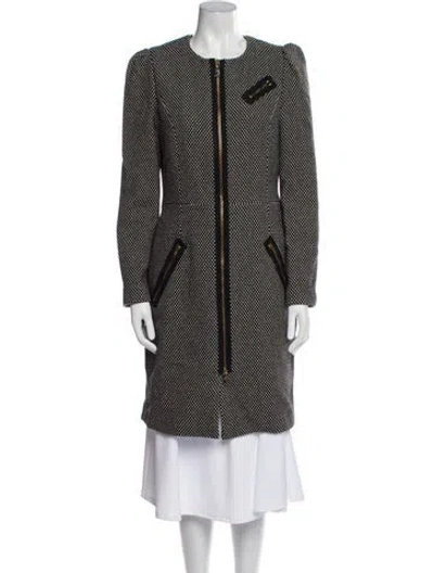 Pre-owned Love Moschino Wool Striped Coat In Black