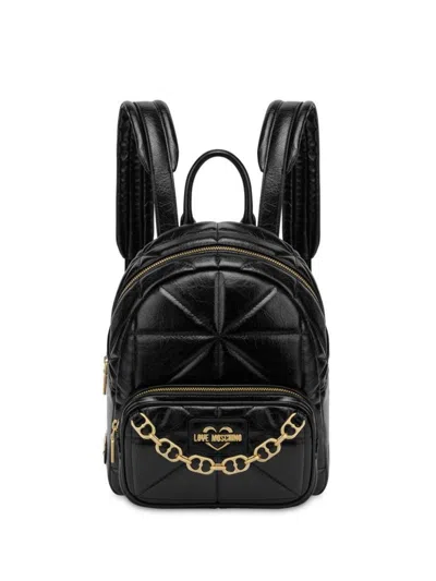 Love Moschino Zaino In Pelle Sintetica Trapuntata Con Catena In Nero