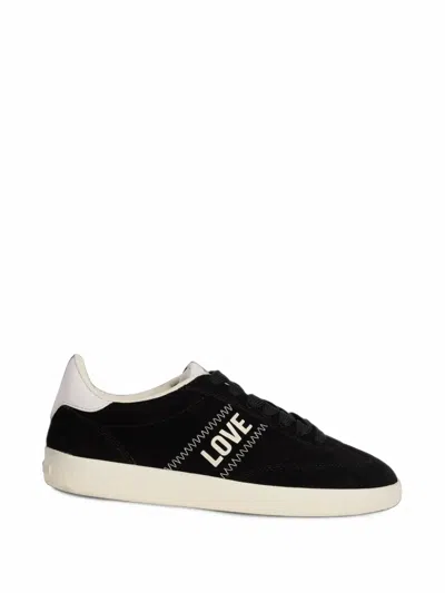 Love Moschino Zigzag-stitch Logo-print Sneakers In Black
