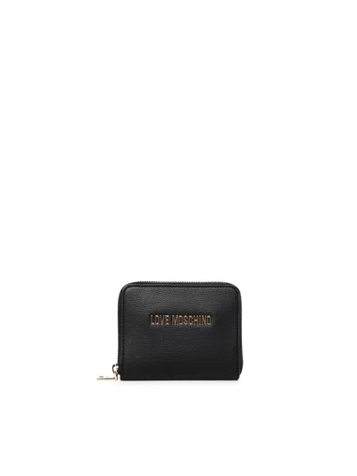 Love Moschino Zip Around Wallet With Logo In Black