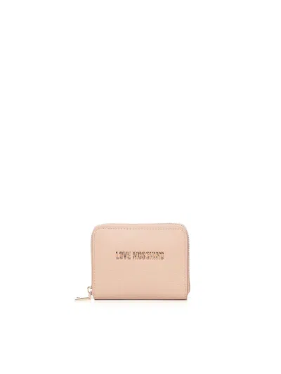 Love Moschino Zip Around Wallet With Logo In Pink