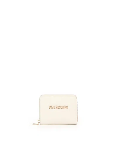 Love Moschino Zip Around Wallet With Logo In White