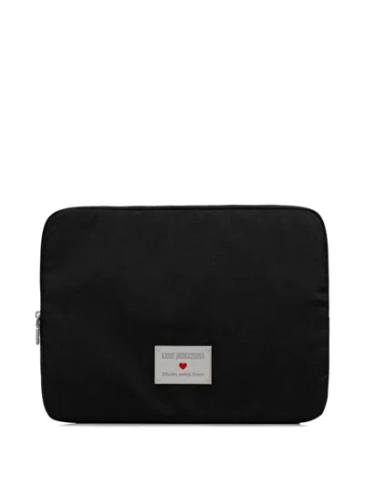 Love Moschino Zip Plaque Computer Case In Black
