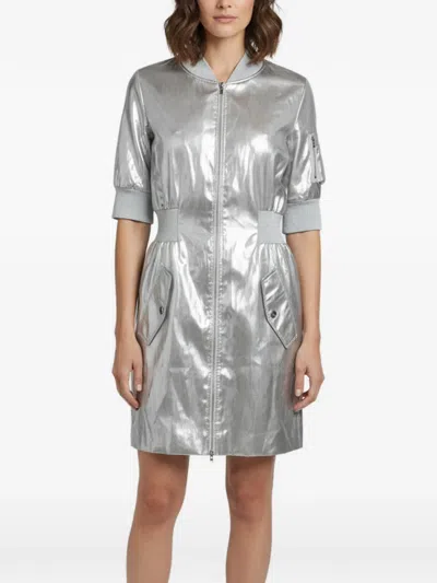 Pre-owned Love Moschino Zip-up Mini Dress In Silver