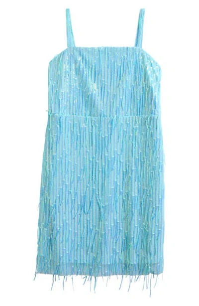 Love, Nickie Lew Kids' Falling Sequins Dress In Sea Green