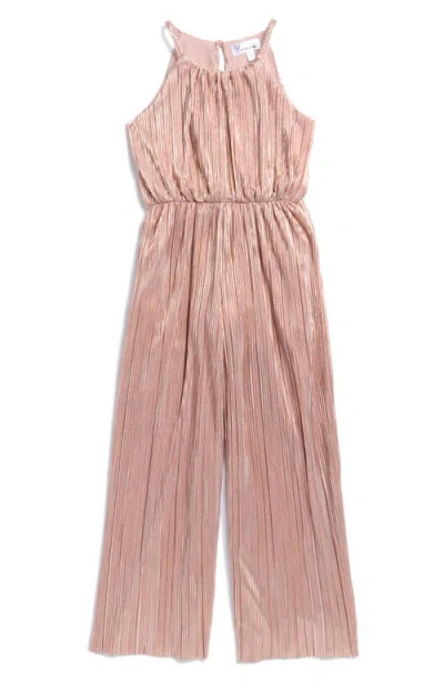 Love, Nickie Lew Kids' Foil Plissé Jumpsuit In Pink