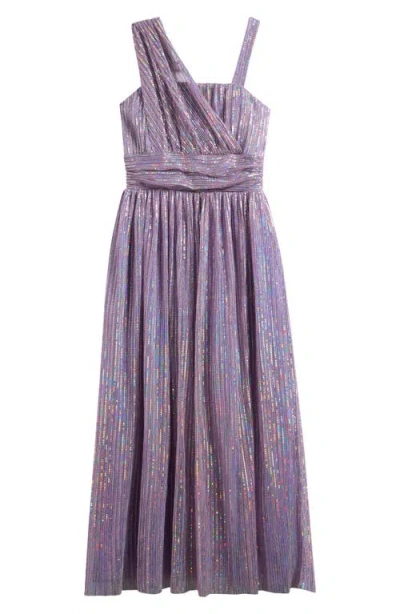 Love, Nickie Lew Kids' Zia Foil Dot Party Dress In Lavender/silver