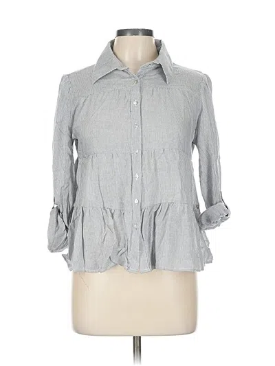 Pre-owned Love Notes 3/4 Sleeve Button Down Shirt In Gray
