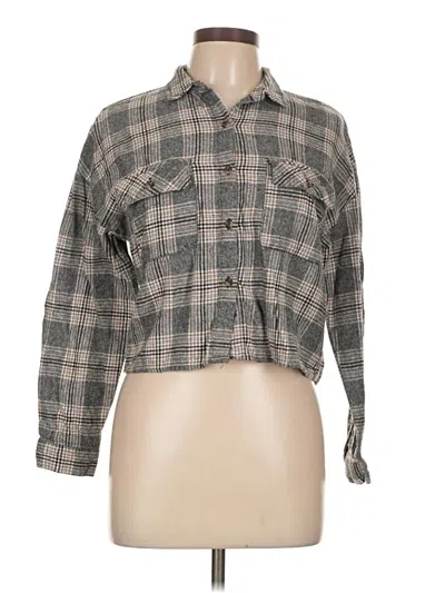 Pre-owned Love Notes 3/4 Sleeve Button Down Shirt In Gray