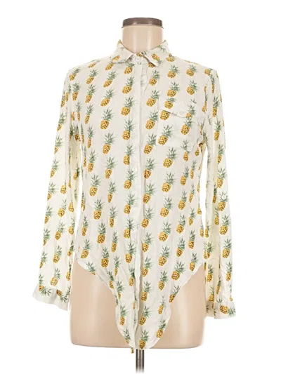 Pre-owned Love Notes Long Sleeve Blouse In White