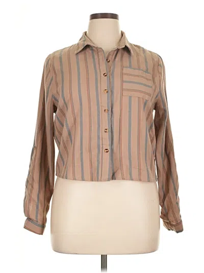 Pre-owned Love Notes Long Sleeve Button Down Shirt In Brown