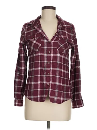 Pre-owned Love Notes Long Sleeve Button Down Shirt In Burgundy