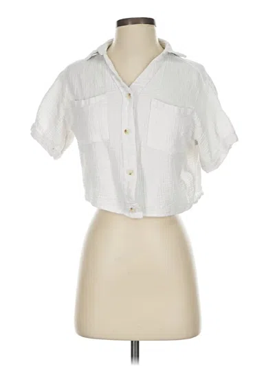 Pre-owned Love Notes Short Sleeve Blouse In White