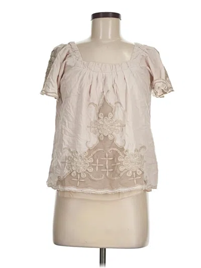 Pre-owned Love Notes Short Sleeve Blouse In White