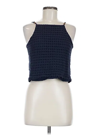 Pre-owned Love On A Hanger Sleeveless Top Blue Halter Neckline Tops