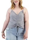 Love Plus Womens Gathered Front Tie Tank Top In Grey