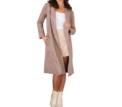 Love Poem Molly Mae Vegan Suede Trench Coat In Pink
