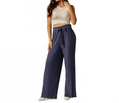 Love Poem Pleated Belted Palazzo Pants In Dusk In Blue