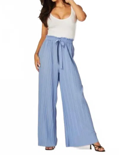 Love Poem Tie Front Pleated Pant In Blue