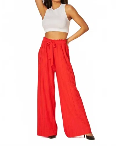 Love Poem Tie Front Pleated Pant In Tomato In Red