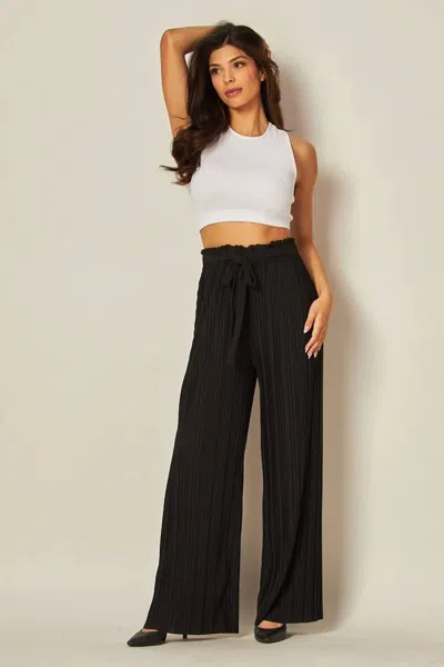 Love Poem Tie Front Pleated Pant - Plus In Black