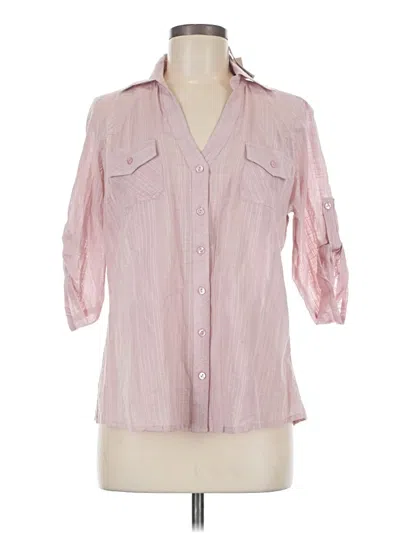Love Potion 3/4 Sleeve Button Down Shirt In Pink