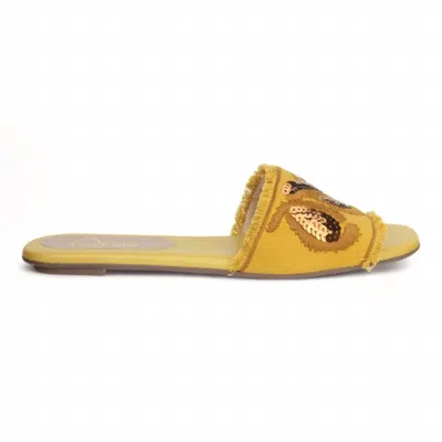Love Rio Women's Belle Slide Sandal In Mustard In White