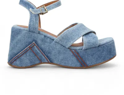 Love Rio Women's Jeena Platform Sandal In Blue Denim