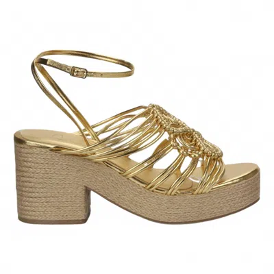 Love Rio Women's Marigold Strappy Rope Wedge In Gold