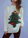 Love Salve Festive Long Sleeve Sweater In White