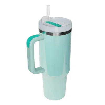 Love Salve Stainless Steel Tumbler With Handle And Straw In Aqua In Blue