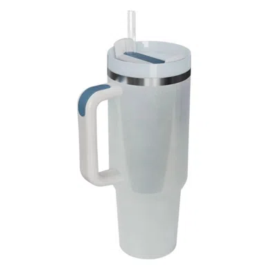Love Salve Stainless Steel Tumbler With Handle And Straw In White