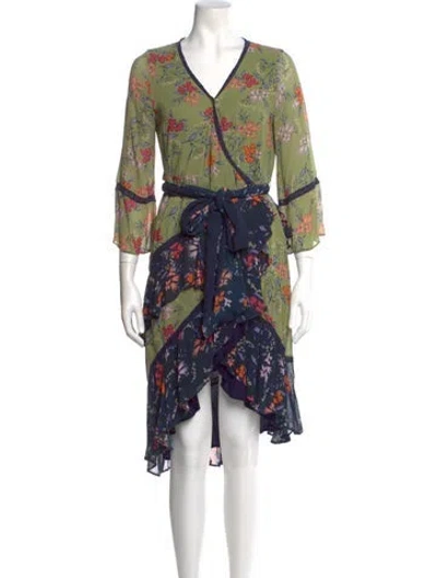 Pre-owned Love Sam Floral Print Knee-length Dress In Green