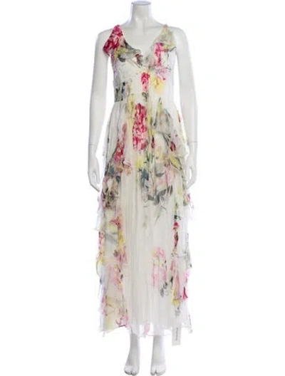 Pre-owned Love Sam Floral Print Long Dress In Multi