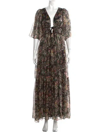 Pre-owned Love Sam Floral Print Long Dress In Multicolor